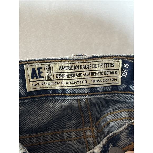 American Eagle Button Fly Straight Leg Jeans Womens 10 Medium Wash Denim USA - Picture 11 of 15